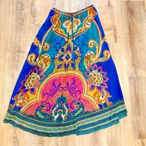 DejaVu Vibrant Paisley Print Maxi Skirt – Multicolor Boho (Size L)